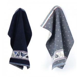 Handdoek - Vogels - Donker Blauw